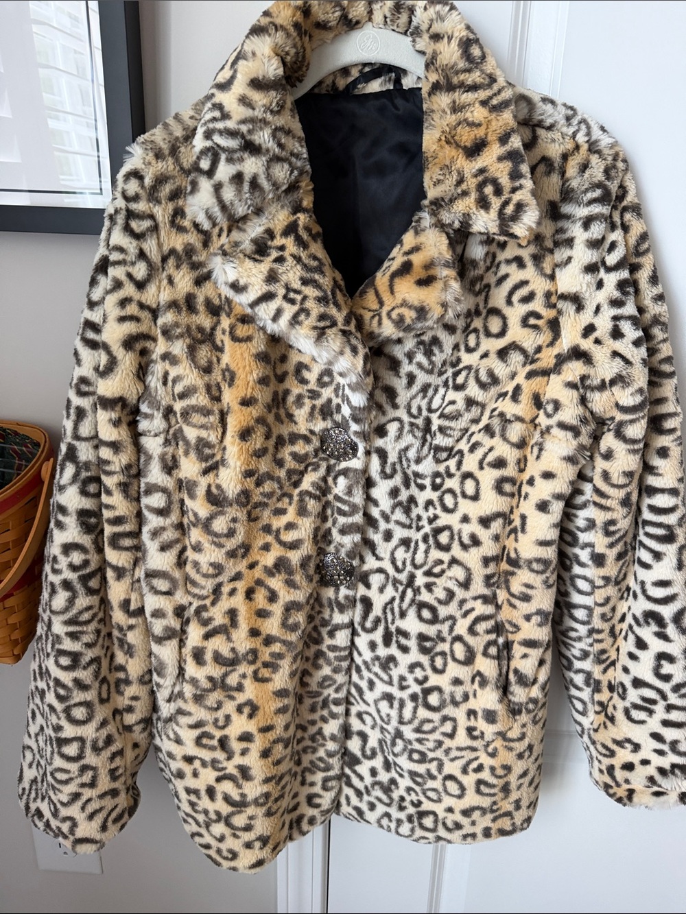 Leopard Print Faux Fur Coat - Women’s Beige/Black size XS to Small
